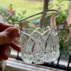 VINTAGE, EAPG, HEAVY CUT GLASS CREAMER FROM NEW HAMPSHIRE GLASS.